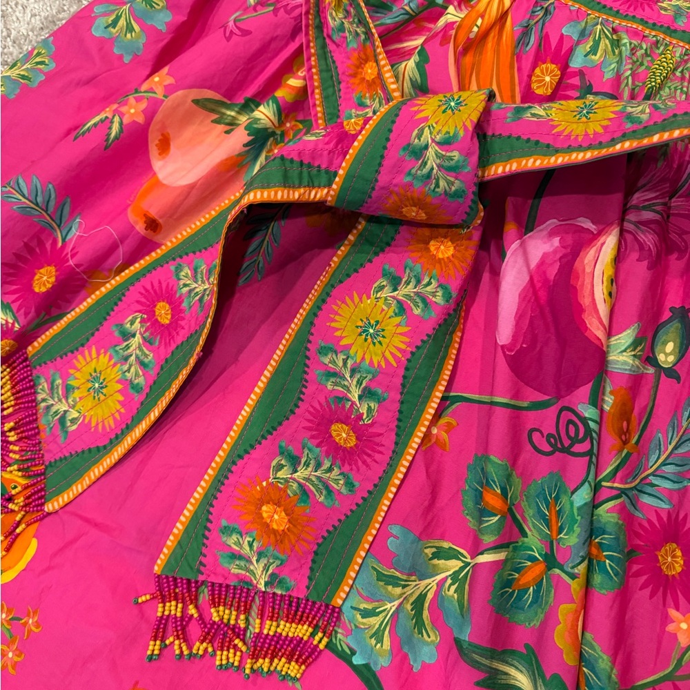 FARM Rio Pink Tropical Leaf and Floral Maxi Dress NWT - Picture 2 of 4